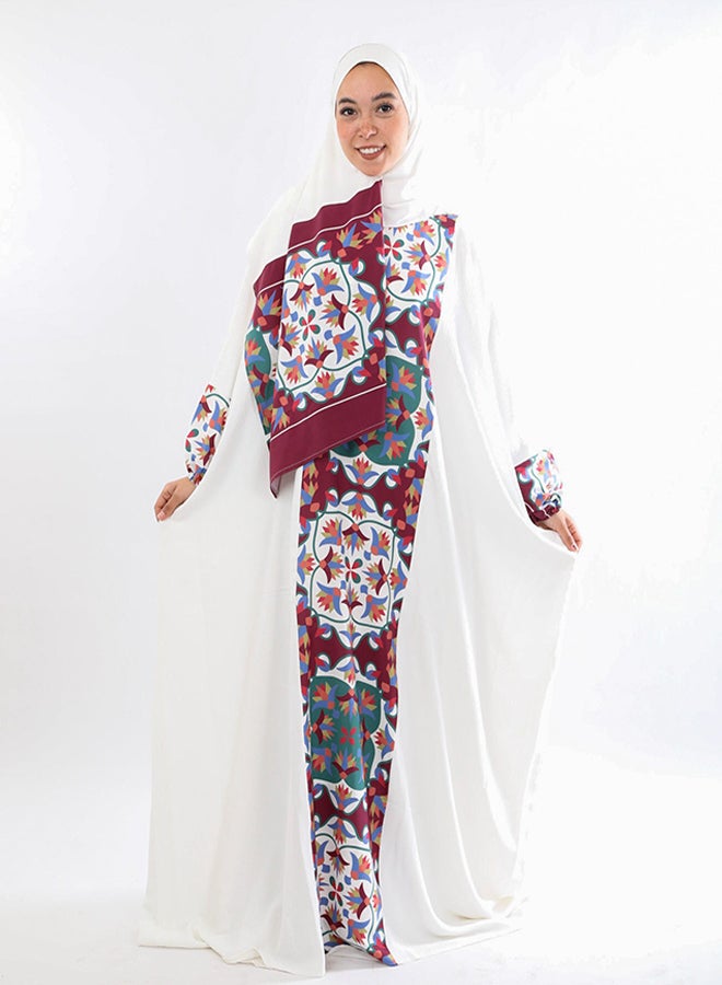 Tie Shop - Turath Isdal - Off White, Dark Red & Green For Women