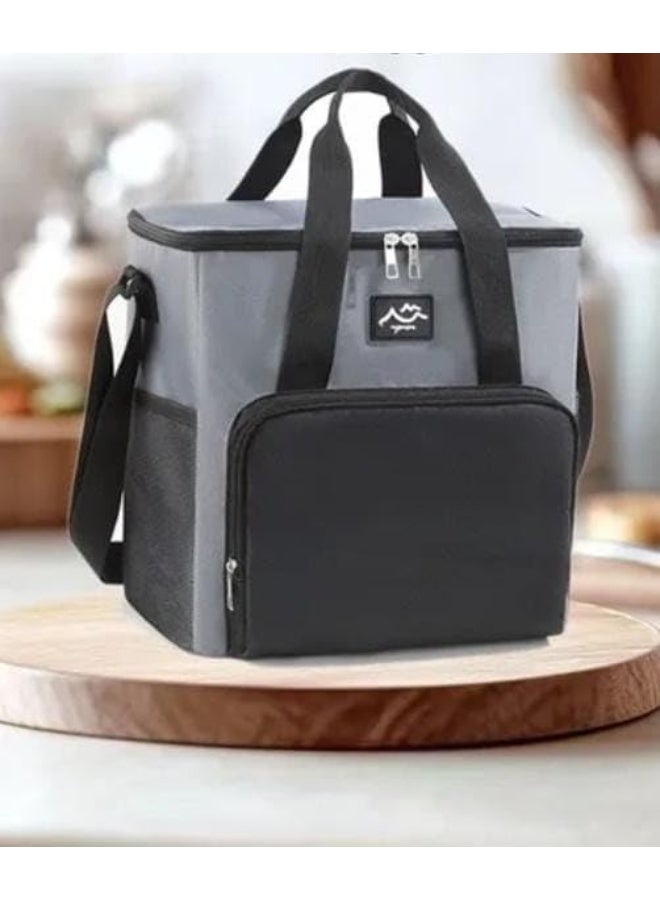 حقيبة غداء كبيرة معزولة ومبردة للرجال والنساء، صندوق غداء حراري بتصميم مانع للتسرب، وجيوب تخزين متعددة وحزام قابل للتعديل، حقيبة غداء مثالية للعمل والمكتب والمدرسة والسفر والتخييم والاستخدام في الهواء الطلق - أخضر/أسود - 29.5×19.5×29.5 سم - Image 1