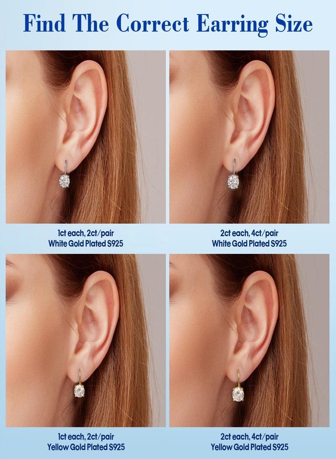 SecreTalk Moissanite Dangle Earrings for Women，2-4CT 18K White Gold Plated 925 Sterling Silver D Color Drop Earring, Jewelry for Wife Her Birthday Wedding, 2ct Pair/1ct each, Sterling Silver, Moissanite - Image 5