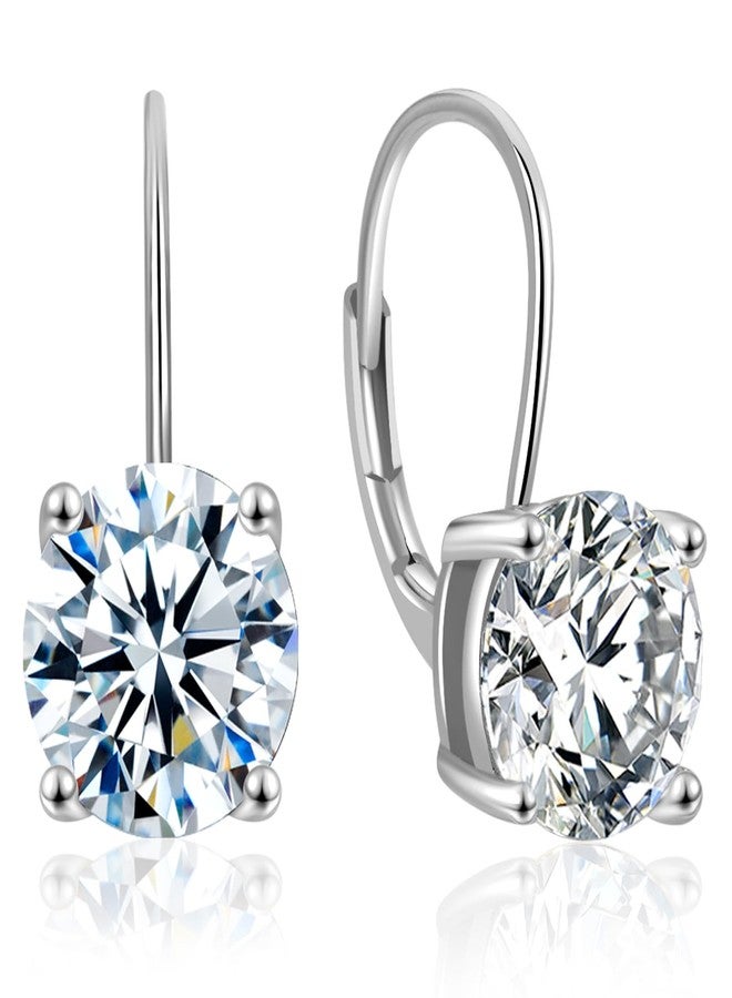 SecreTalk Moissanite Dangle Earrings for Women，2-4CT 18K White Gold Plated 925 Sterling Silver D Color Drop Earring, Jewelry for Wife Her Birthday Wedding, 2ct Pair/1ct each, Sterling Silver, Moissanite - Image 1