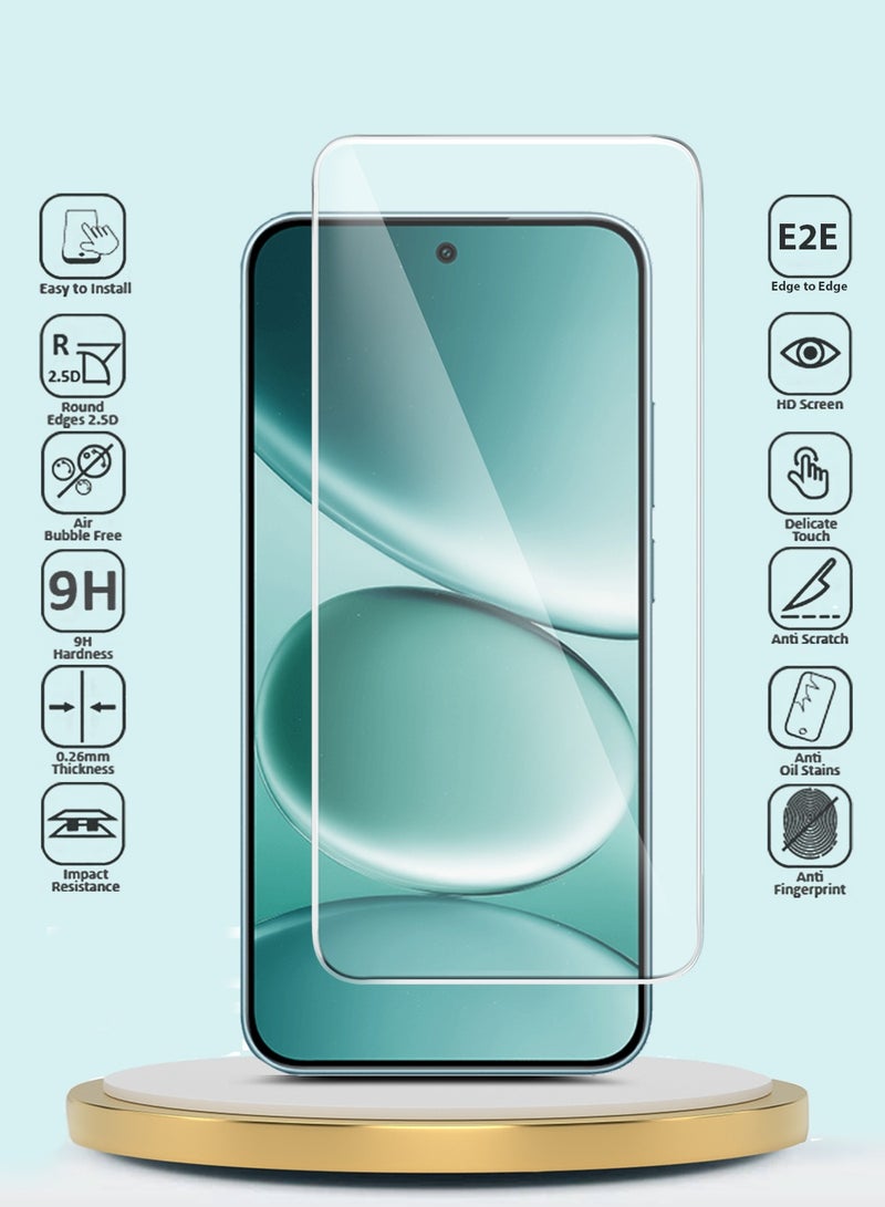 جيماكس حماية شاشة زجاجية مقساة 9H 2.5D بجوانب منحنية من سلسلة GMAX Premium لجهاز Xiaomi Redmi Note 15 Pro 5G 2025 - شفاف - Image 2