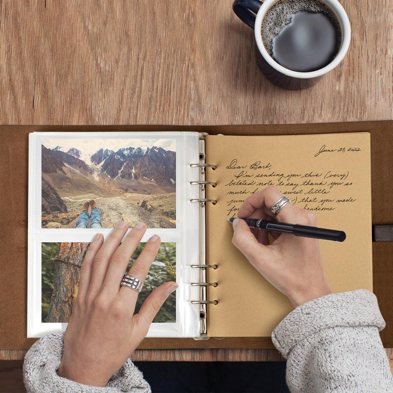 sucarlon Photo Album 4x6 200 Photos, Genuine Leather Photo Albums with Writing Space with 30 Writing Paper, Travel Family Wedding Kids Graduation Ultrasound Baby Picture Album Scrapbook Photo Albumï¼ˆLOVEï¼‰ - Image 3
