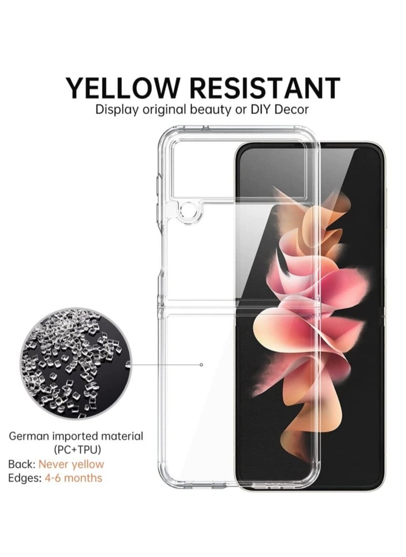 Raxoom Samsung Galaxy Z flip 4 5G 2022, Clear Slim Phone Case with Transparent Hard PC Back, Soft TPU Edges, Hinge, Non-Yellowing Shockproof Thin Protective Cover for Z flip 4 - Image 2