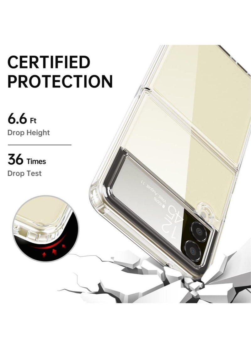 Raxoom Samsung Galaxy Z flip 4 5G 2022, Clear Slim Phone Case with Transparent Hard PC Back, Soft TPU Edges, Hinge, Non-Yellowing Shockproof Thin Protective Cover for Z flip 4 - Image 4