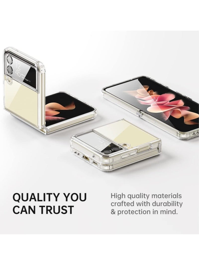 Raxoom Samsung Galaxy Z flip 4 5G 2022, Clear Slim Phone Case with Transparent Hard PC Back, Soft TPU Edges, Hinge, Non-Yellowing Shockproof Thin Protective Cover for Z flip 4 - Image 3