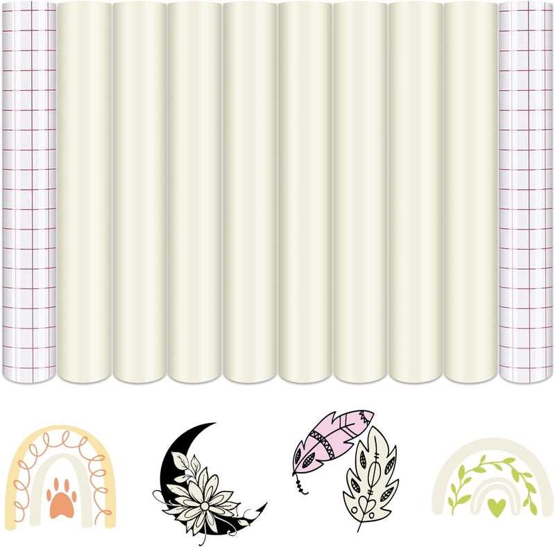Tintnut Boho Permanent Vinyl - 8 Sheets 12"x10"Ivory Adhesive Vinyl Sheets White Self Sticker Water proofing Vinyl Compatible with Cricut Or Silhouette - Image 1