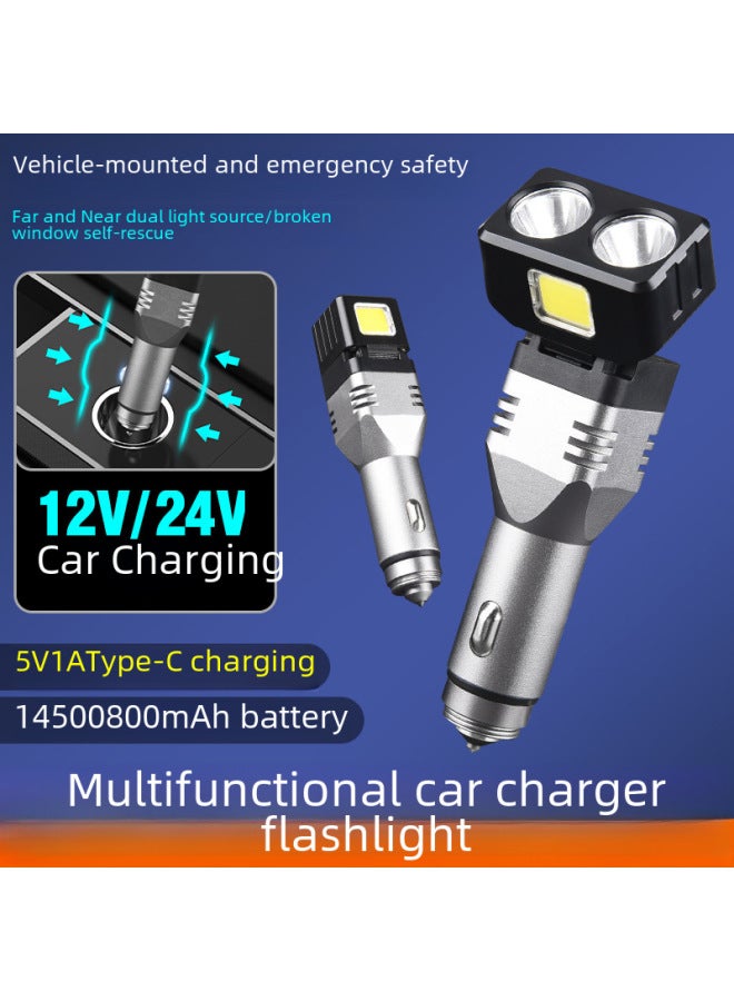 Multi-functional Car Charger Flashlight Type-C Charging Inspection Light Broken Window Cone Strong Magnetic LED Lighting Lamp-Product Specifications:KXK-168 (single)  - Image 1