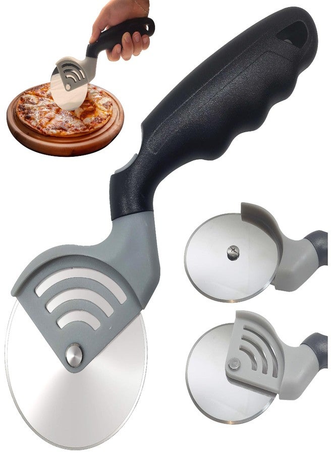 Kitchen Discovery Stainless Steel Pizza Cutter - Kitchen Discovery - Pizza Wheel Cutter Slices Cleanly Through Gooey Cheese, Thick Toppings and Crispy Crust - Built In Safety Features Protect Hands - Image 1