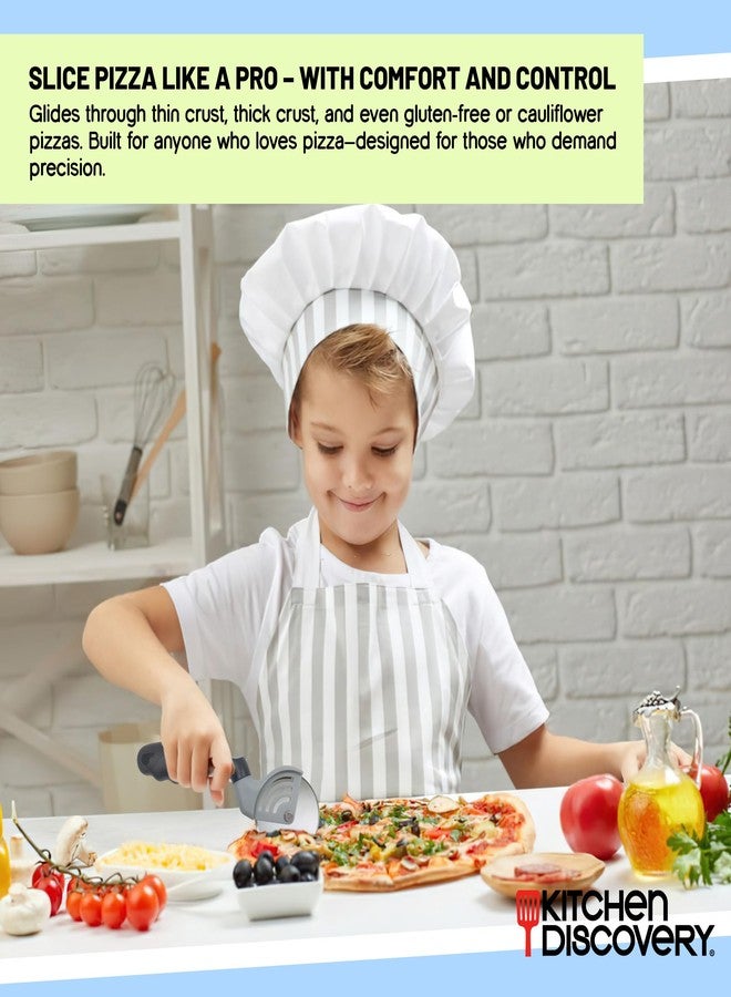 Kitchen Discovery Stainless Steel Pizza Cutter - Kitchen Discovery - Pizza Wheel Cutter Slices Cleanly Through Gooey Cheese, Thick Toppings and Crispy Crust - Built In Safety Features Protect Hands - Image 5