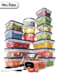 MissTiara Airtight Meal Prep Container Set with Locking Lids, 16pcs Re-usable Plastic Food Storage Containers, Stackable Kitchen Organizer Boxes, BPA Free & Microwave Freezer Dishwasher Safe 16pcs Set  - Image 1