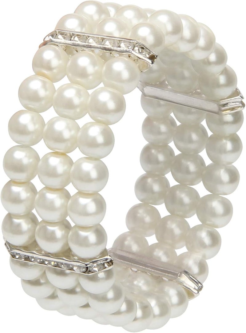 Coolrunner Ladies Faux Pearls Accent Off White Stretch Wrist Bracelet Jewelry (Pearl style3) - Image 1
