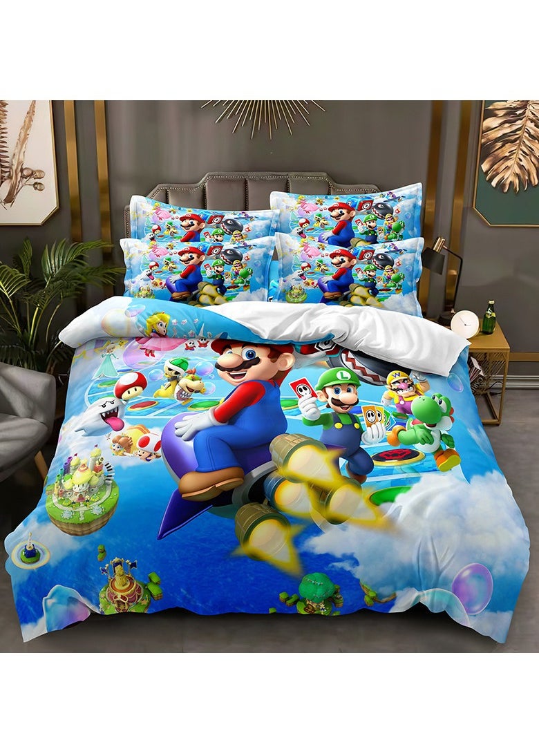 Furtey 3-Pieces Mario Movie Theme Bed Sheet Set Polyester Soft Quilt Cover With 1 Quilt Cover 1 and 2 Pillowcases  - Image 1