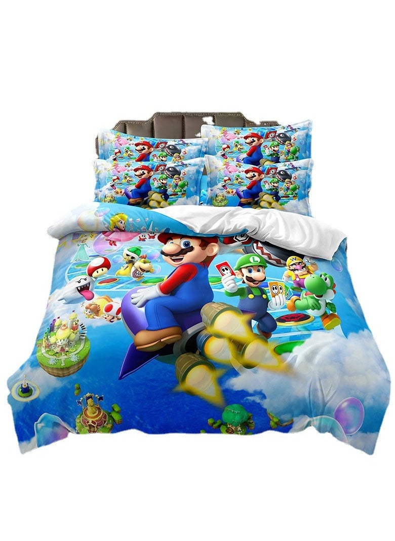 Furtey 3-Pieces Mario Movie Theme Bed Sheet Set Polyester Soft Quilt Cover With 1 Quilt Cover 1 and 2 Pillowcases  - Image 3