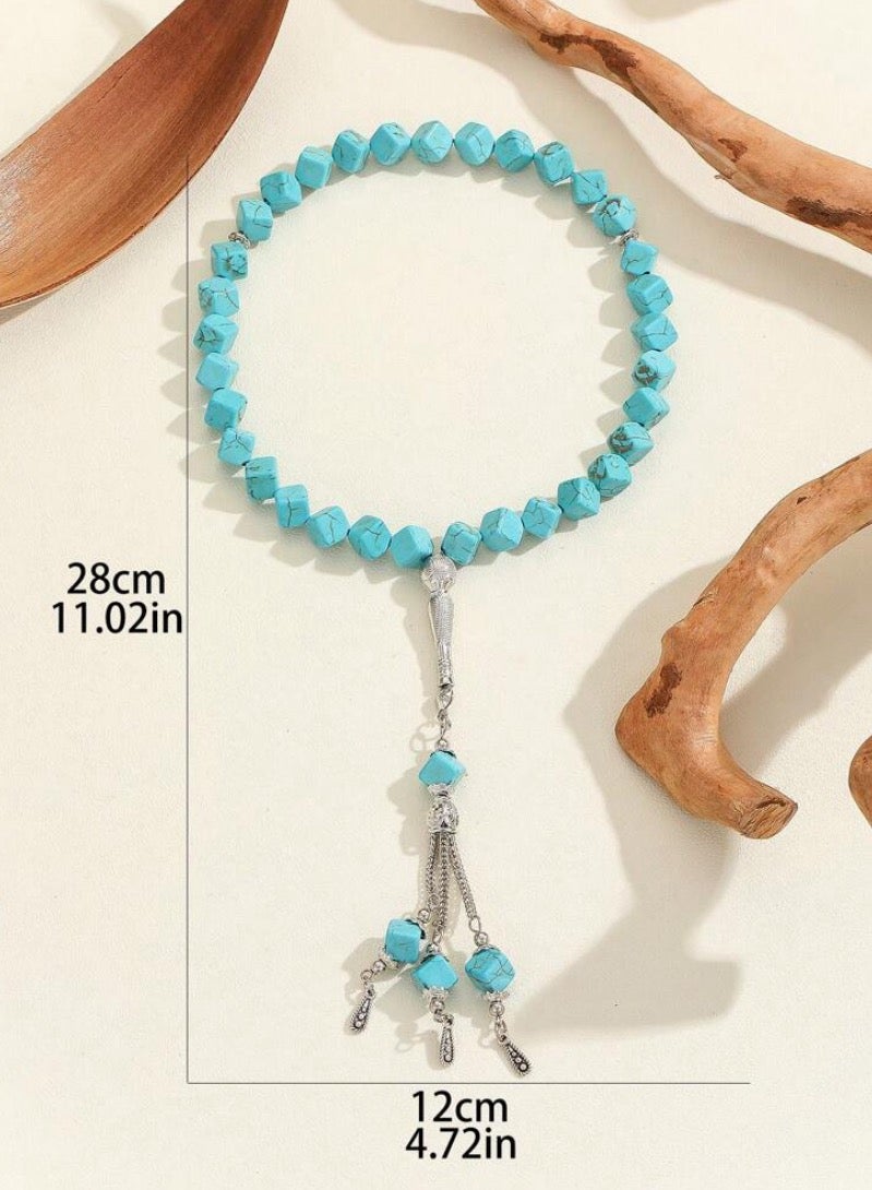 Natural Turquoise Stone Prayer Beads For Men 33 Beads Size 10mm
