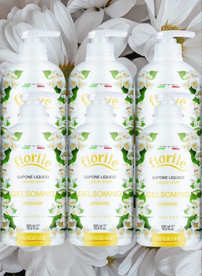Parisienne 6 Pieces Jasmine Liquid Soap 500ml - Image 1