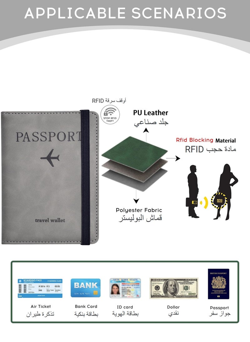 2 Pack Passport Holder for Travel Essentials, Passport Wallet Cover Case for Travel Must Haves Accessories,Passport Book Holders for Women and Men Grey  - Image 4