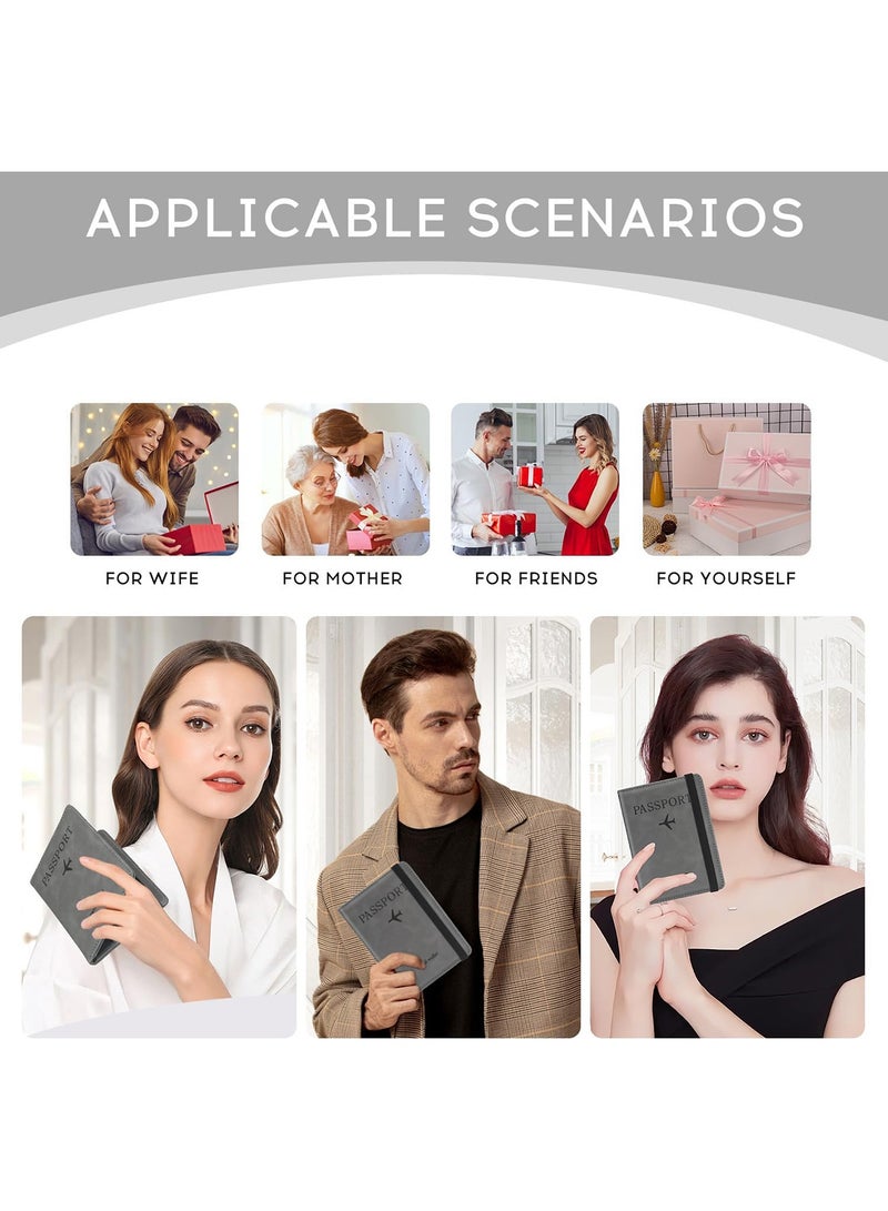 2 Pack Passport Holder for Travel Essentials, Passport Wallet Cover Case for Travel Must Haves Accessories,Passport Book Holders for Women and Men Grey  - Image 5