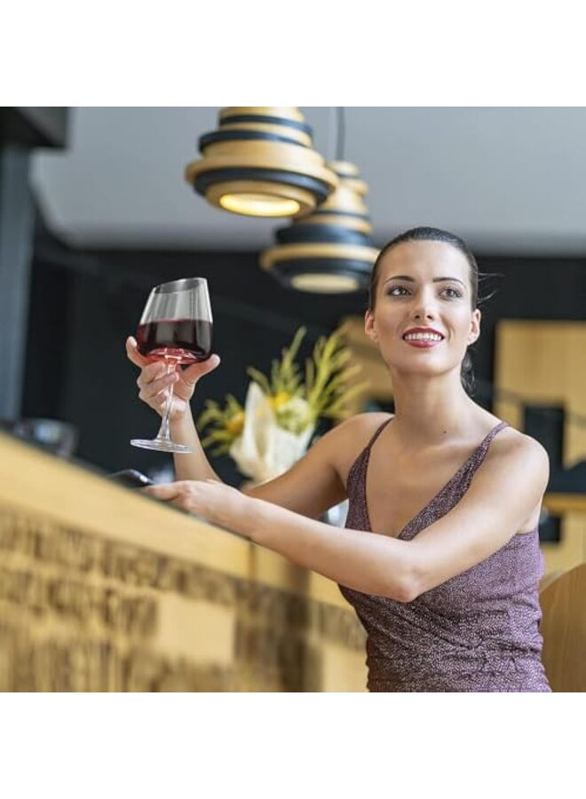 Slanted Red Wine Glasses, Set of 2, Elegant Hand-Blown Long Stem Wine Glasses with Unique Concave Base, Modern Premium Crystal Glassware, Gift for Wedding,Wine Tasting,and Christmas - Image 5