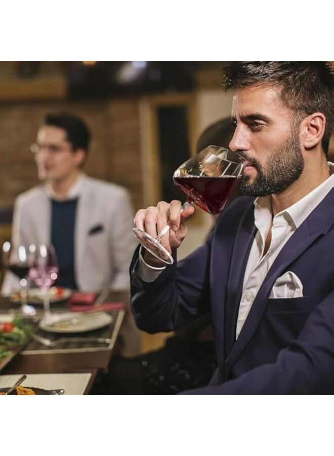 Slanted Red Wine Glasses, Set of 2, Elegant Hand-Blown Long Stem Wine Glasses with Unique Concave Base, Modern Premium Crystal Glassware, Gift for Wedding,Wine Tasting,and Christmas - Image 4