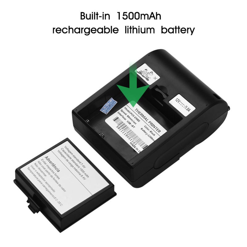 Portable Thermal Printer: 58mm Paper Width 203dpi Resolution - Dual-Mode USB & BT Connection, Ink-Free Printing, Lightweight Black Printer for On-The-Go Use - Image 4