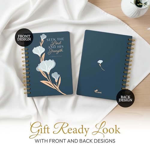Only Zest Blank 140 Page Christian Journals for Women – Multiple Designs – Hardcover with Scripture – Spiral Christian Notebook – Inspirational Writing Notebook for Bible Study and Prayer – Seek the Lord (1 Chronicles 16:11) - Image 3