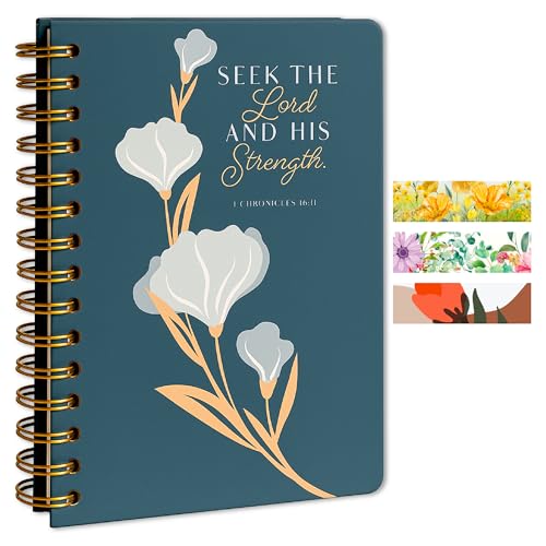 Only Zest Blank 140 Page Christian Journals for Women – Multiple Designs – Hardcover with Scripture – Spiral Christian Notebook – Inspirational Writing Notebook for Bible Study and Prayer – Seek the Lord (1 Chronicles 16:11) - Image 1