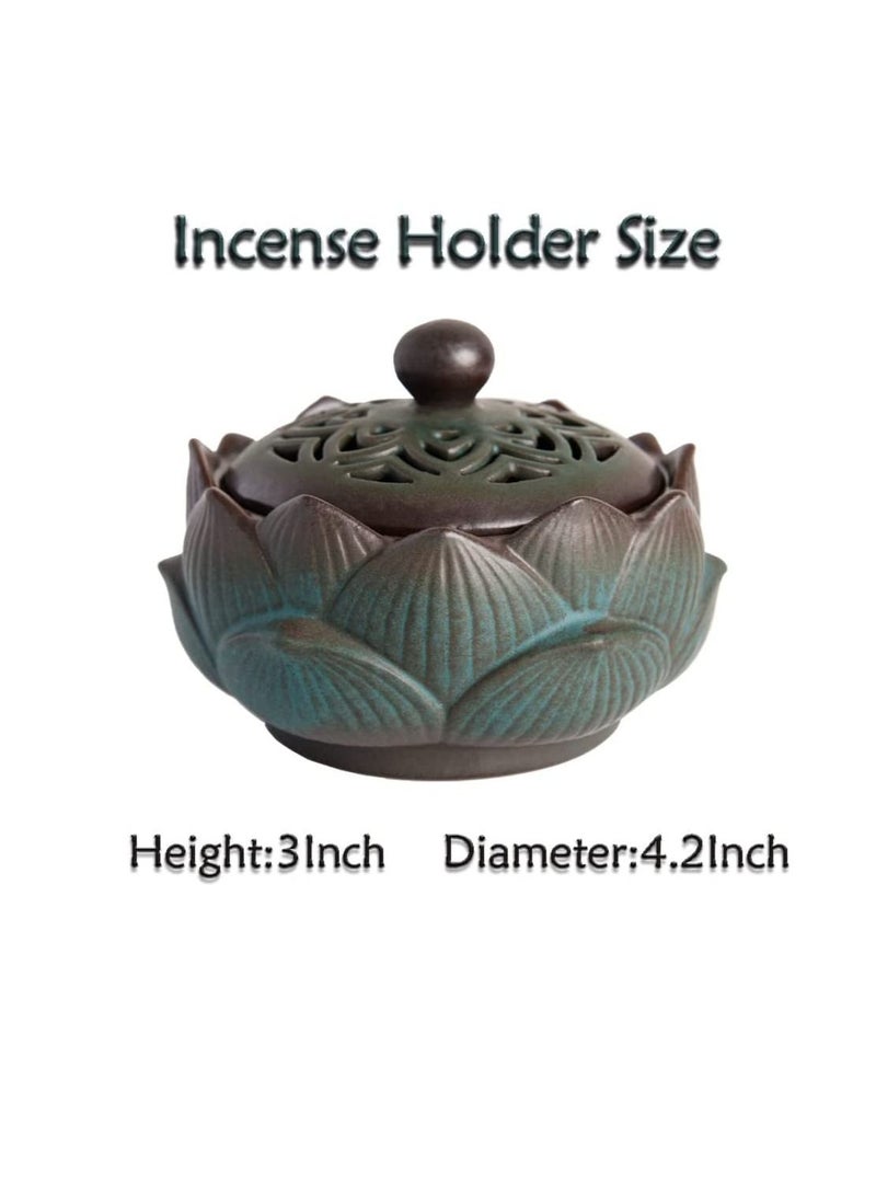 Excefore Incense Holder Ceramic Lotus for Incense Cone Incense Stick and Coil Incense Set for Office Yoga and Livingroom - Image 5