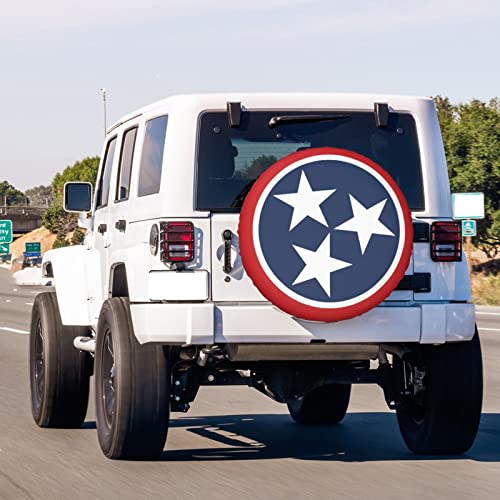 Foruidea Tennessee Tri Star Flag Spare Tire Cover Dust-Proof Wheel Tire Cover Fit Trailer, RV, SUV and Many Vehicle 15 Inch - Image 3