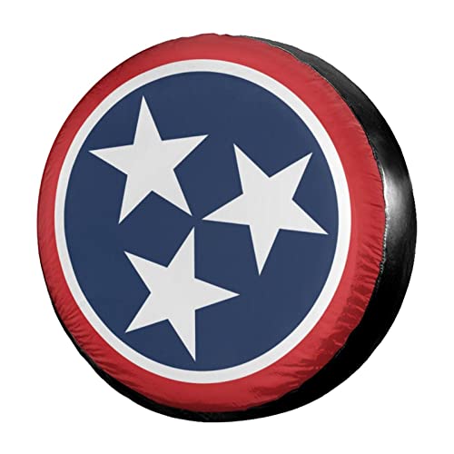Foruidea Tennessee Tri Star Flag Spare Tire Cover Dust-Proof Wheel Tire Cover Fit Trailer, RV, SUV and Many Vehicle 15 Inch - Image 1