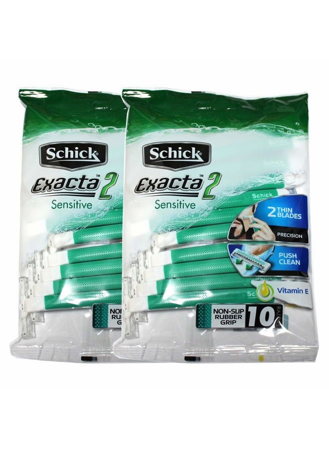 schick Exacta2 Sensitive Disposable Razor, 10 Count(Pack of 2) - Image 1