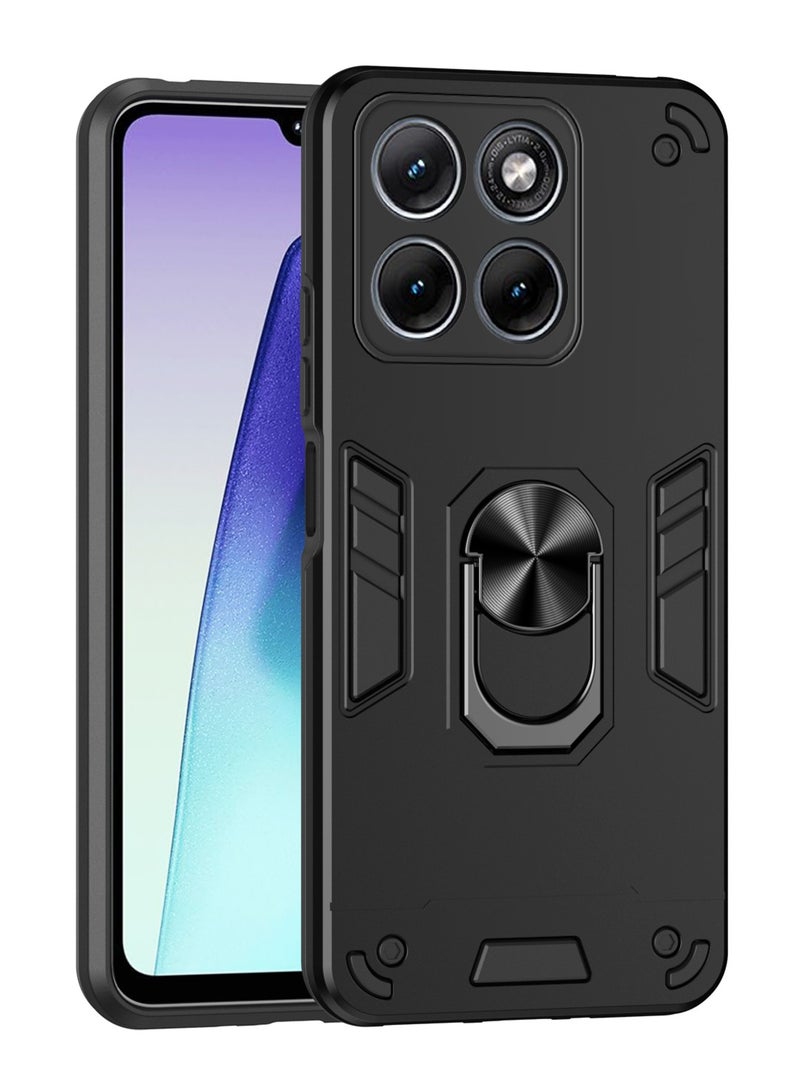 ICARLUS Compatible with Motorola Edge 70 Fusion Case Scratch Resistant Magnetism Kickstand Phone Cover Black - Image 1
