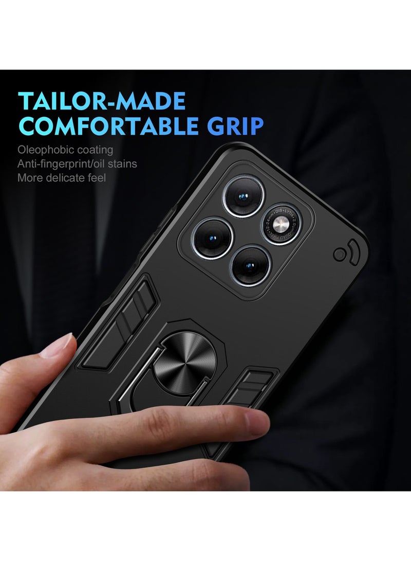 ICARLUS Compatible with Motorola Edge 70 Fusion Case Scratch Resistant Magnetism Kickstand Phone Cover Black - Image 5