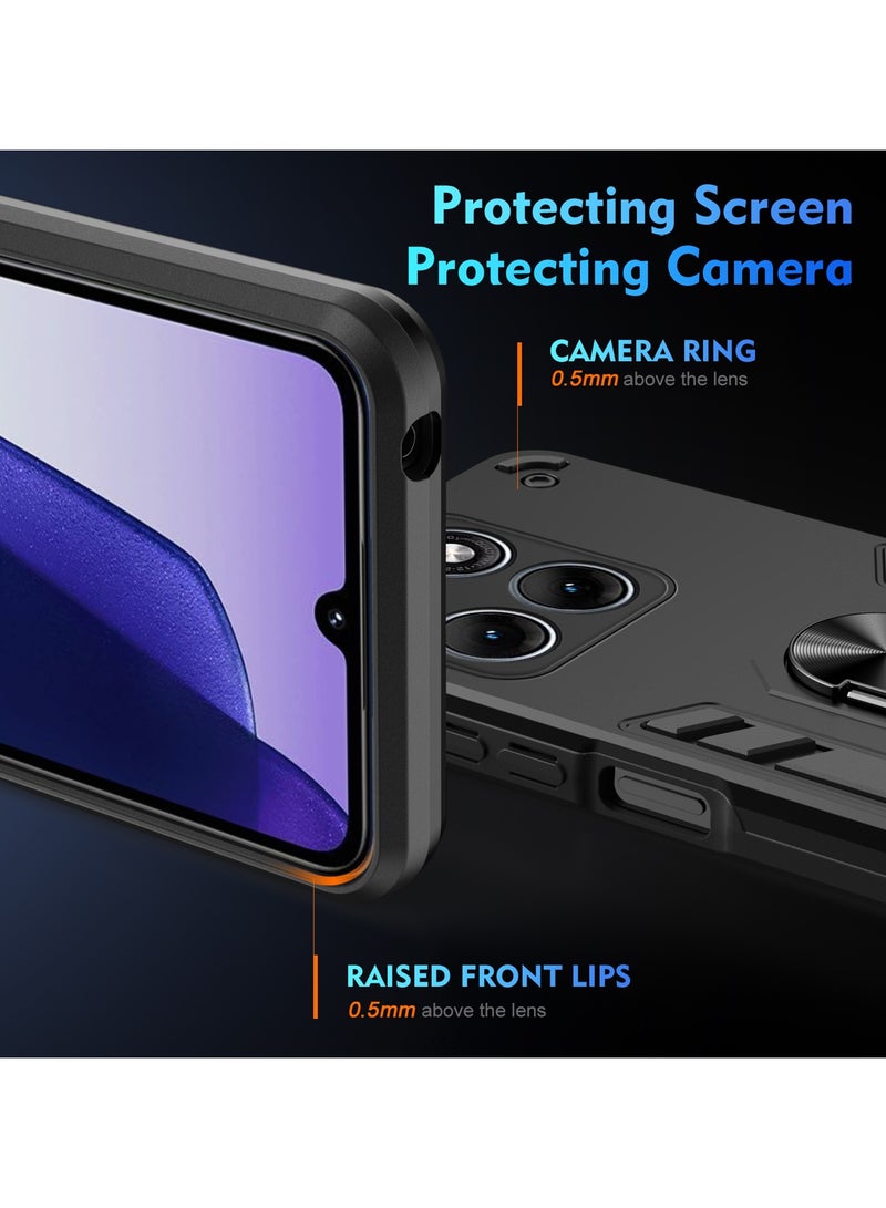 ICARLUS Compatible with Motorola Edge 70 Fusion Case Scratch Resistant Magnetism Kickstand Phone Cover Black - Image 3