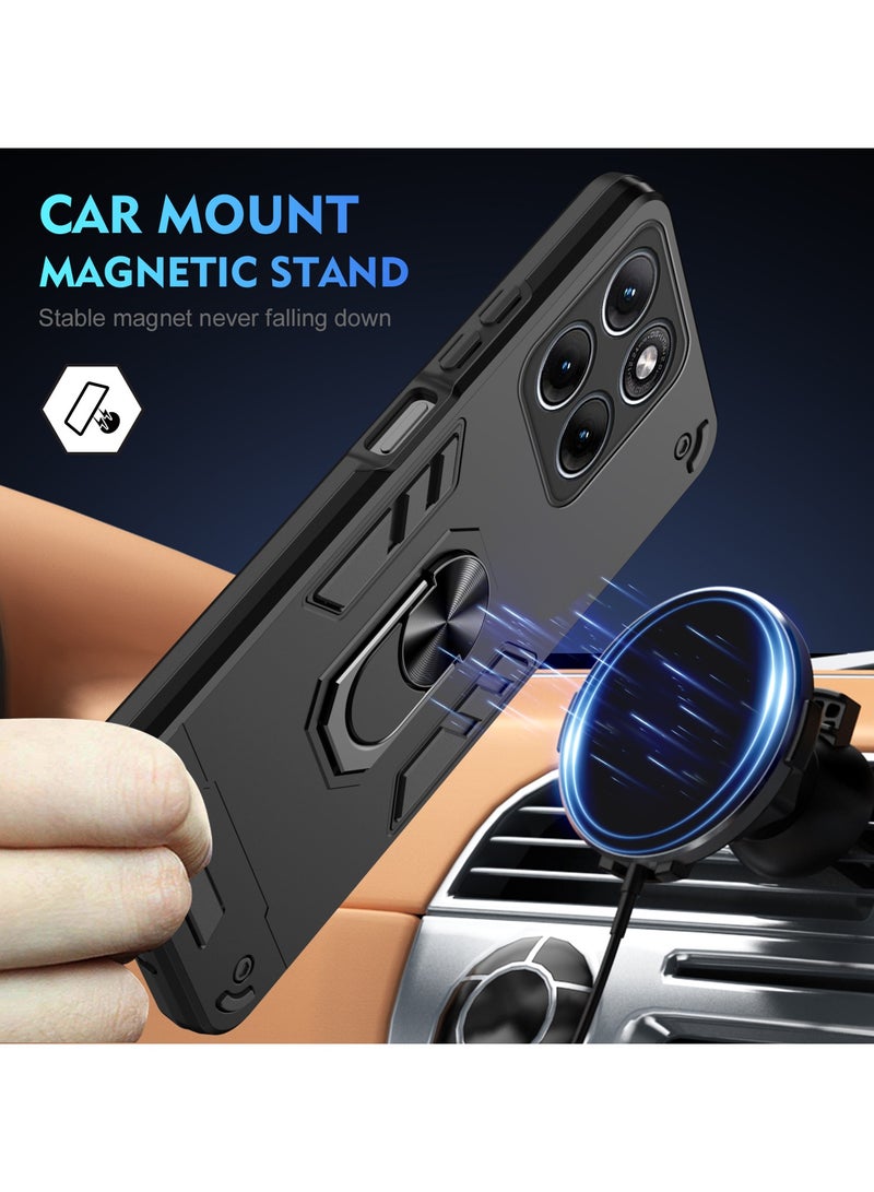 ICARLUS Compatible with Motorola Edge 70 Fusion Case Scratch Resistant Magnetism Kickstand Phone Cover Black - Image 2