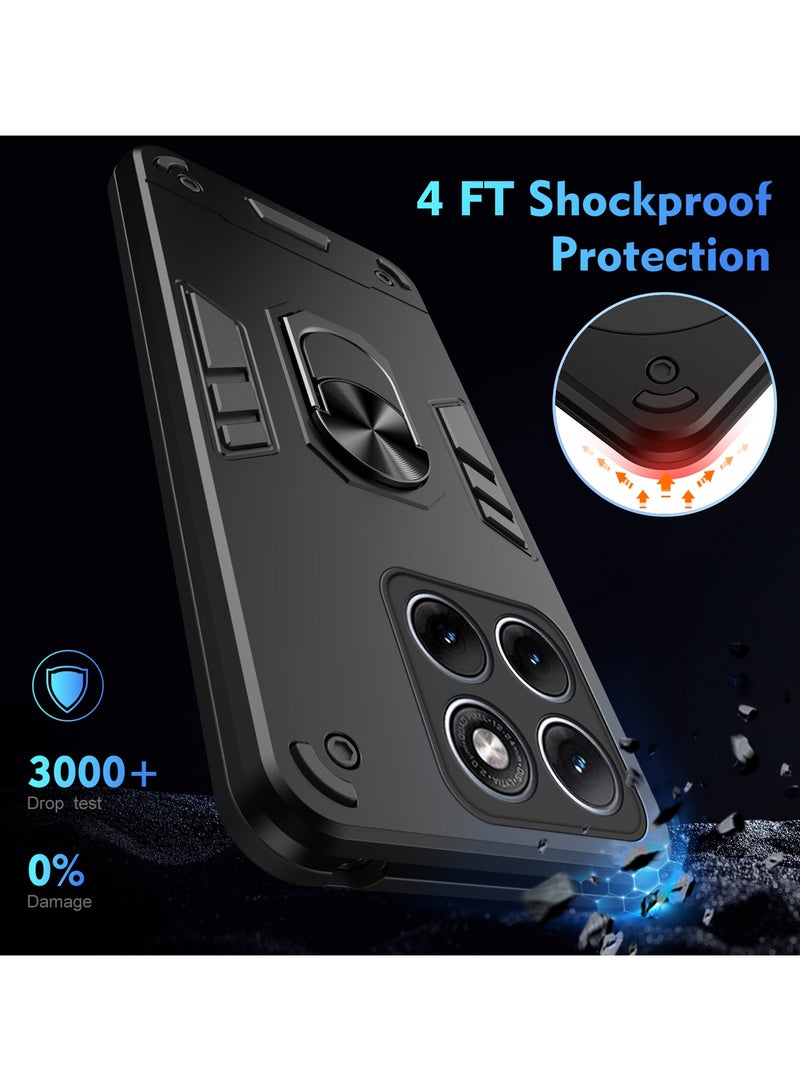 ICARLUS Compatible with Motorola Edge 70 Fusion Case Scratch Resistant Magnetism Kickstand Phone Cover Black - Image 4