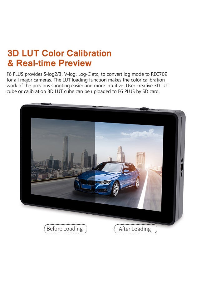 Feelworld - FEELWORLD F6 PLUS 6 Inch On-Camera Field Monitor Kit 3D LUT Video Assist with Sunshade Tilt Arm Support 4K HD Input & Output 1920*1080 Pixels HD IPS Touchscreen - Image 1