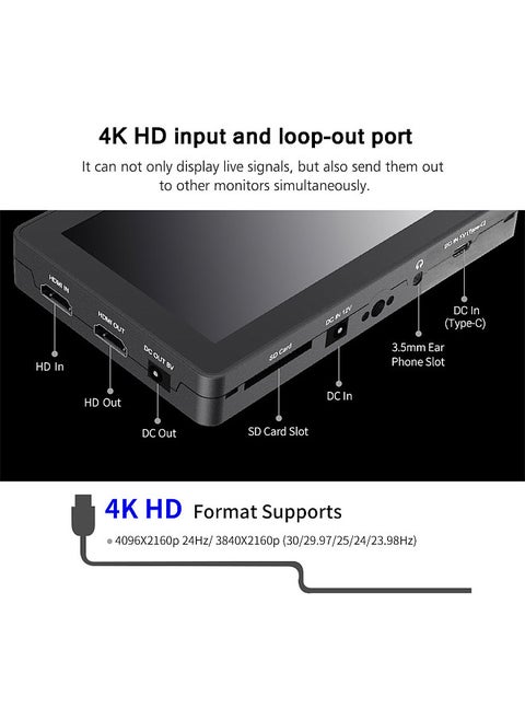 FEELWORLD F6 PLUS 6 Inch On-Camera Field Monitor Kit 3D LUT Video Assist with Sunshade Tilt Arm Support 4K HD Input & Output 1920*1080 Pixels HD IPS Touchscreen