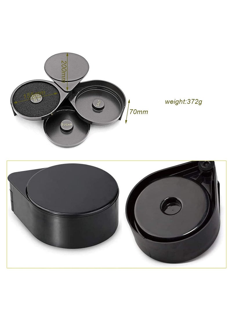SYOSI 3 Tier Bar Glass Rimmer, Margarita Salt Rimmer, Tier Bar Glass Rimmer for Margarita and Cocktail, Bartender Tool, Salt Box Spice Container, 3-Tier Rotating Trays Salt Sugar Lime Rimmer(Black)  - Image 5