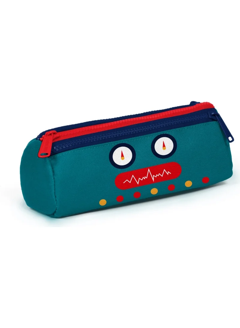 Elatae Robot Patterned Pen Holder Three Compartment Pencil Case 22324