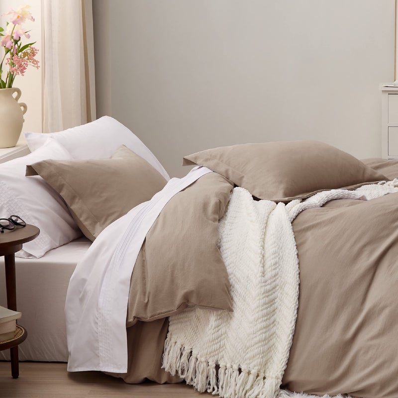 Bedsure Khaki Oversized Queen Duvet Cover - Soft Prewashed Oversized Queen Duvet Cover Set  3 Pieces  1 Duvet Cover 98x98 Inches with Zipper Closure and 2 Pillow Shams  Comforter Not Included - Image 4