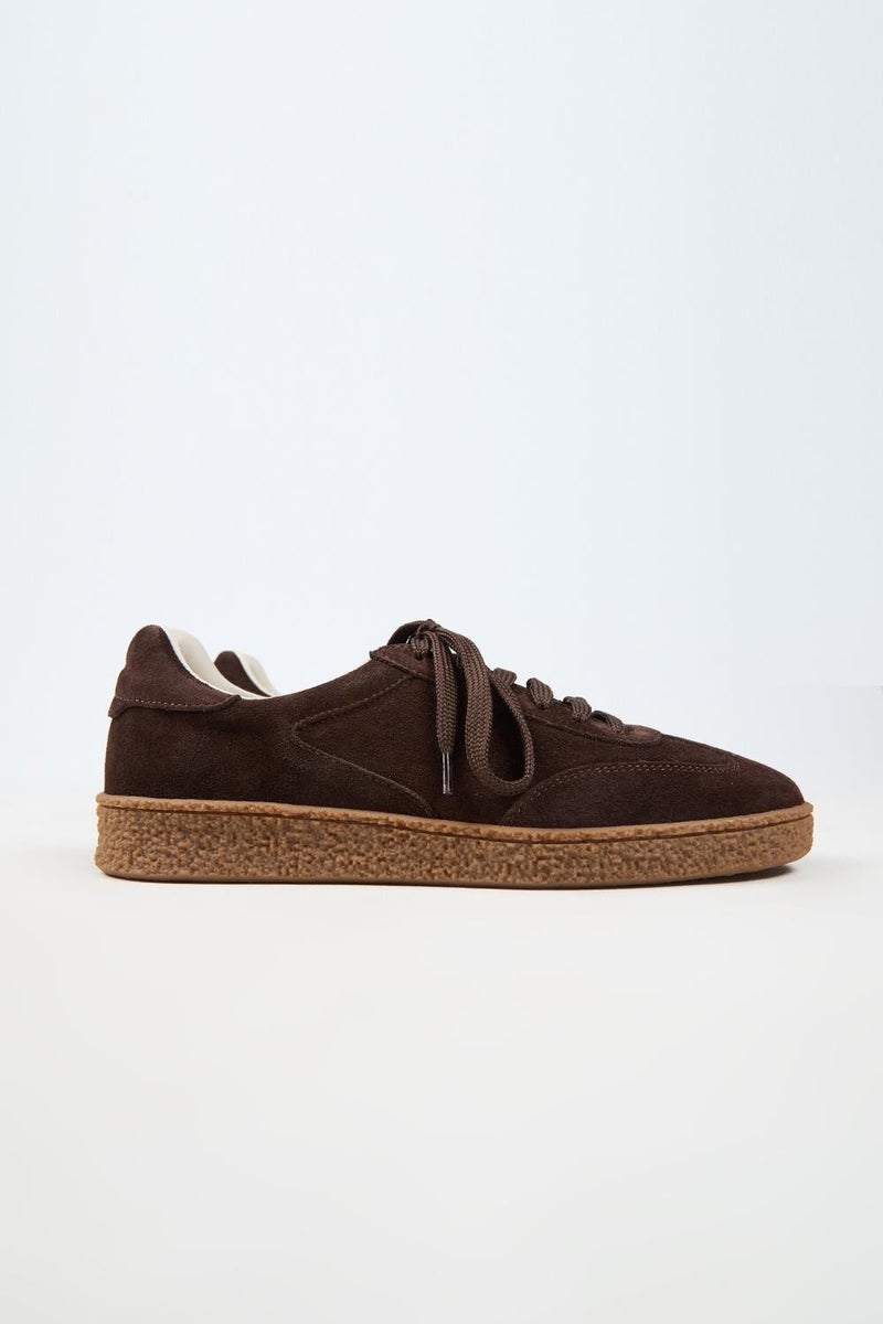 Krahe Palminteri Men's Genuine Leather Lace-up Brown Sneakers - Image 2