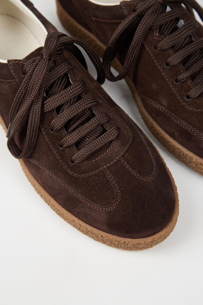 Krahe Palminteri Men's Genuine Leather Lace-up Brown Sneakers - Image 4