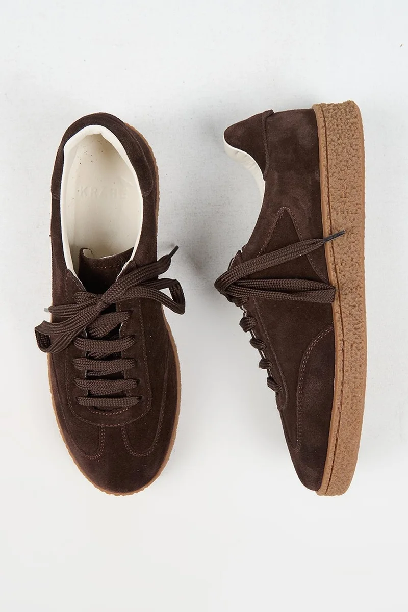 Krahe Krahe Palminteri Men's Genuine Leather Lace-up Brown Sneakers