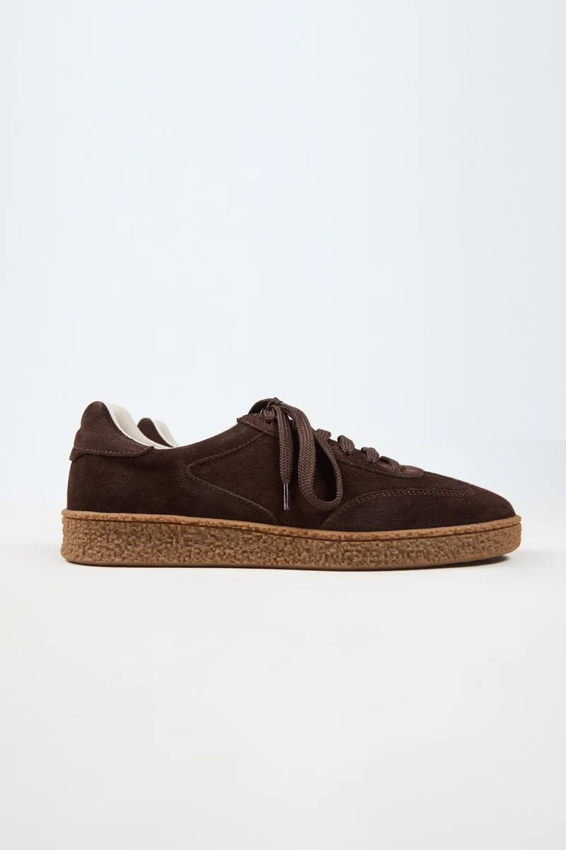 Krahe Krahe Palminteri Men's Genuine Leather Lace-up Brown Sneakers