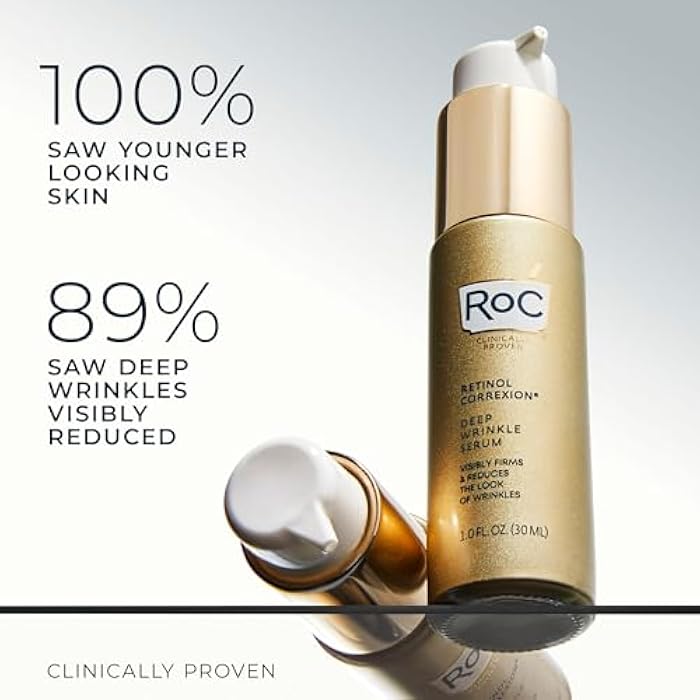 RoC Retinol Correxion Deep Wrinkle Retinol Face Serum with Ascorbic Acid, Anti-Aging Treatment for Fine Lines, Dark Spots, Post Acne Scars, 1 Oz (Packaging May Vary) - Image 3