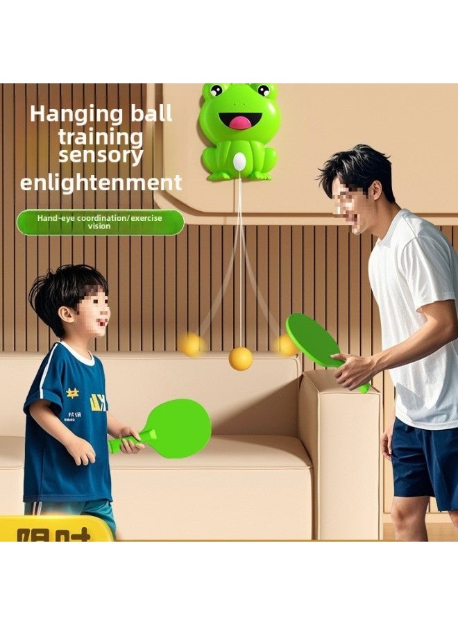 Nariele Exquisite Hanging Table Tennis Children's Trainer Parent-child Interactive Indoor Hand-eye Coordination Exercise Racket Toys-Color:3d Astronaut/lemon Yellow 【2 Shots + 6 Balls】 Gift Box Style❤One-cl - Image 2