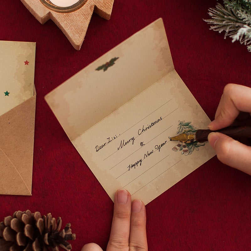Christmas Greeting Card Christmas Gift Small Card Kidsren'S Kindergarten Handwritten Blessing Postcard Ins Style Cute Student - Image 4