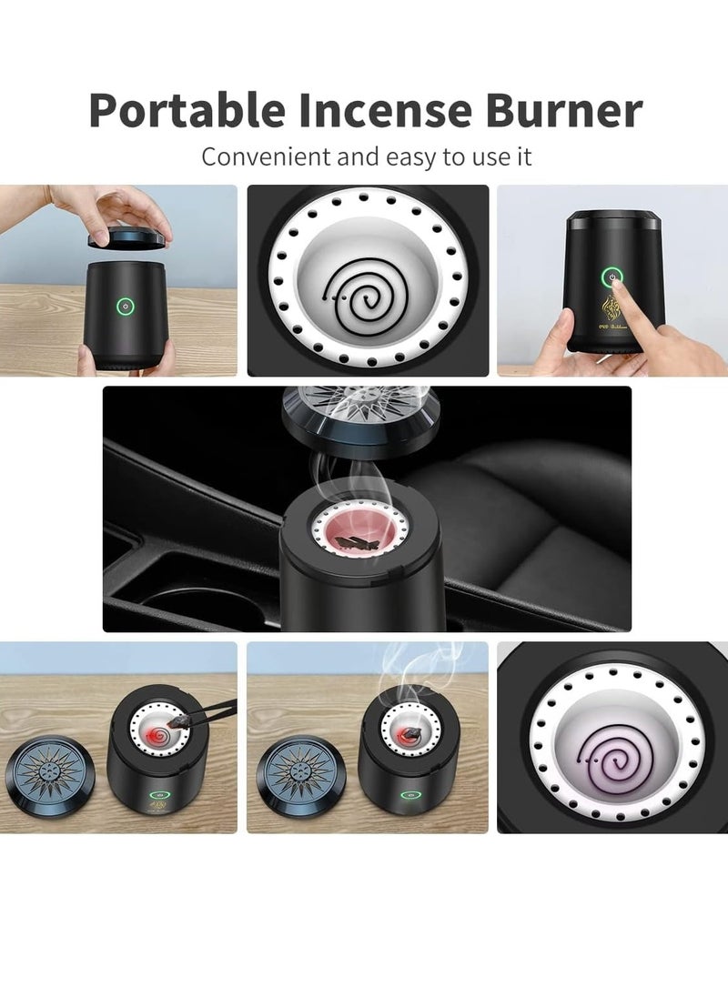 AMBERJACK - Portable Electronic Bakhoor Burner,Mini Incense Bukhoor Burner, Rechargeable USB Aroma Diffuser,Car Incense burner Electric Arabic Incense Holder Muslim Home Decoration - Image 1