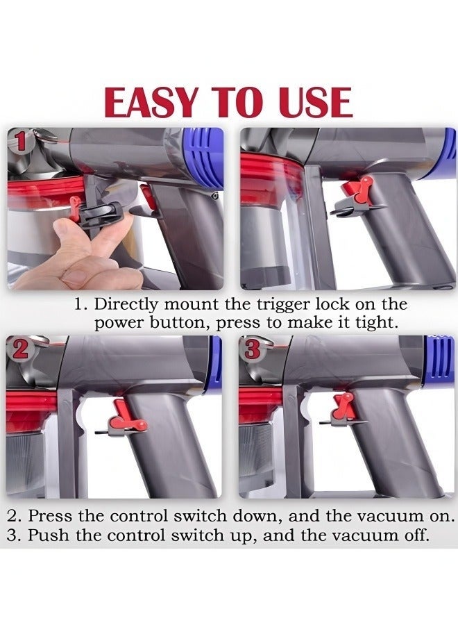 Forest Home Power Button On/Off Control Clamp Compatible with Dyson V6 V8 V7 V10 V11 V15 Absolute/Animal/Motorhead Vacuum Cleaner, Lock The Power Button On/Off Status, Free Your Gripping Fingers, Grey&Red - Image 5