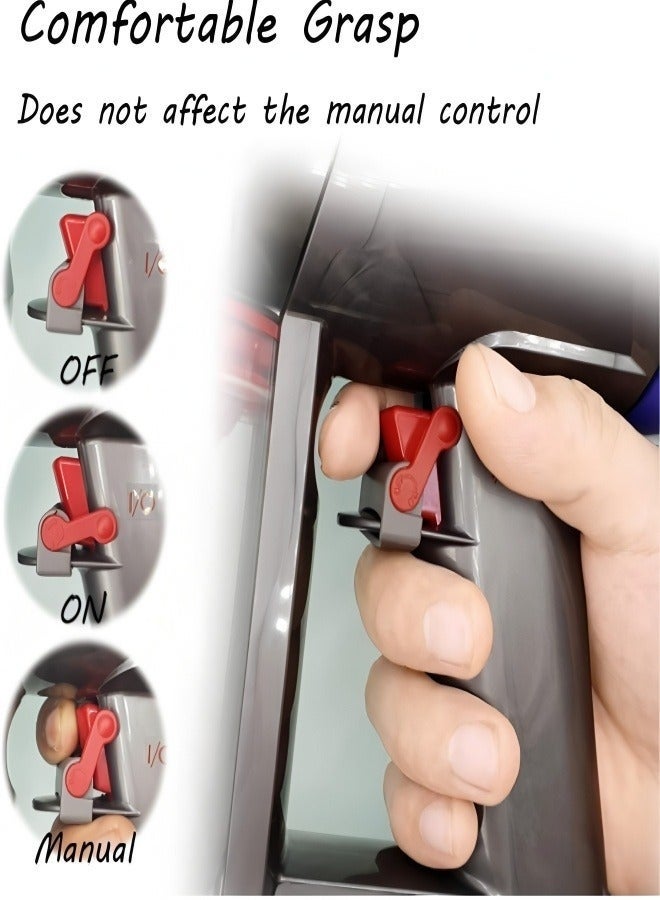Forest Home Power Button On/Off Control Clamp Compatible with Dyson V6 V8 V7 V10 V11 V15 Absolute/Animal/Motorhead Vacuum Cleaner, Lock The Power Button On/Off Status, Free Your Gripping Fingers, Grey&Red - Image 4